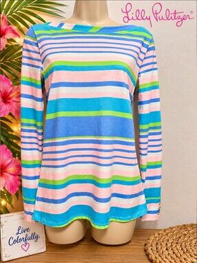 💗 Lilly Pulitzer Striped Long Sleeve Top – Size Medium 💗